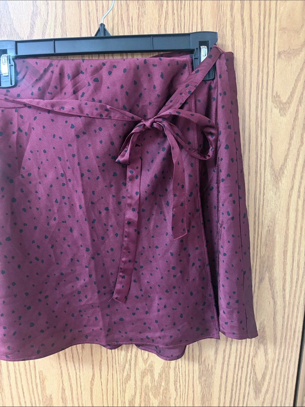 Abercrombie & Fitch Burgundy Mini Wrap Skirt with Black Speckle